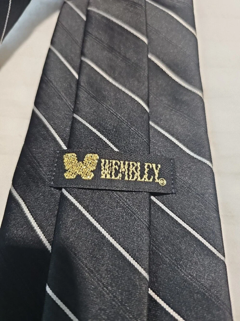 Wembley Black & White Striped Men's Neck Tie